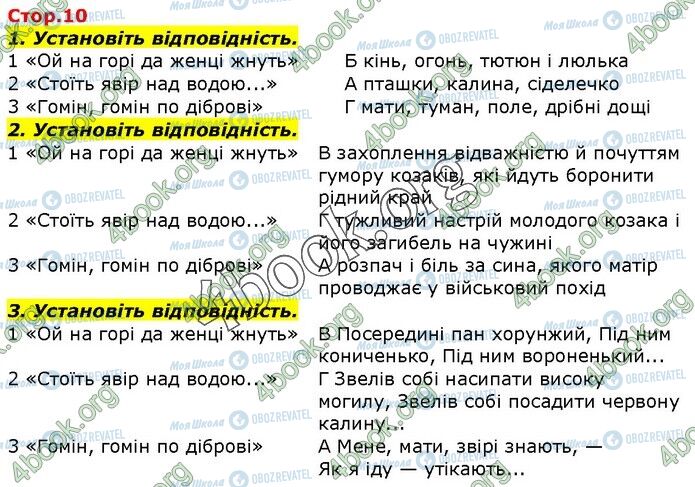 ГДЗ Українська література 7 клас сторінка Стр.10 (1-3)